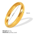 Polished gold stainless steel minimalist bangle, 10mm width and 60mm diameter - 10mm Width - 60mm Inner Diameter / Gold