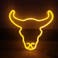 LED-Neon-Wandschild in Bullenkopf-Form mit warmem gelbem Licht zur Dekoration - Gelb