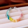 Pulsera arcoíris de piedras naturales irregulares con cadena de metal ajustable - Pulsera de Gravilla de Arcoíris / 42# Pulsera-Plata-Colorido