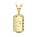 Gold-plated rectangle pendant necklace with crystal accents and letter G engraving - Gold Letter G