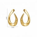 Detail view of gold twisted teardrop earrings showing 35mm height and 21mm width dimensions - Gold