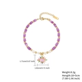 Bracciale occhio del male con perline quadrate viola e perle bianche con finitura oro - Viola/Ciondolo Rotondo