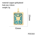 Detalle de colgante de corazón chapado en oro 18K con esmalte azul y cristales - Azul