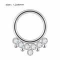 Silver stainless steel septum ring 1.2x8mm with seven sparkling clear zircons - NO 5 (7 Zirconias Row)
