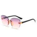 Frameless oversized butterfly sunglasses with purple to pink gradient lenses and gold bridge - Purple to Pink Gradient