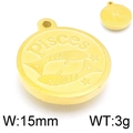 Golden stainless steel Pisces zodiac pendant with Intuitive tag and 15mm width detail - Pisces / Gold