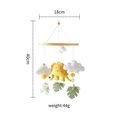 Hanging baby bed mobile with yellow wooden dinosaur and felt clouds for nursery - Stegosaurus Felt Mobile
