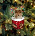 Weihnachtssocke mit Hundewelpen und Rentiergeweih Ornament Weihnachtsdekoration - Corgi Typ 2