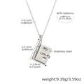 Collana con ciondolo a libro in acciaio inossidabile argento con incisione My Love - Color Acciaio Stile Mio Amore (RP022)
