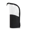 Trousse à maquillage cylindrique transparente avec tissu alvéolé noir et zip étanche - Noir