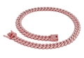 Iced out rose gold 13.8mm Cuban link chain necklace with sparkling pave diamonds - 40cm (16inch) / Rose Gold