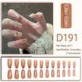 Nude Glitzer Kunstnägel mit Strass und Schleifenakzent, Modell D191 AL11, 24 Stück Box - Nude Glitzer Schleife Strass (D191)