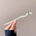 Elegant pale green tassel hair stick with white lily of the valley flowers and gold accents - 146# Green Wind Chime Hairpin (Bagged)