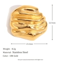 Irregular textured gold scallop brooch in 18K gold plated stainless steel finish - Lava Meteorite Style (BR15011) / Gold
