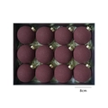 Set di 12 palline di Natale bordeaux da 8cm texture opaca in confezione regalo nera - Piccolo / Rosso Ruggine Scuro Opaco