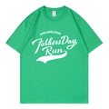 Bright green cotton t-shirt featuring white Philadelphia Father's Day Run print - Green 317