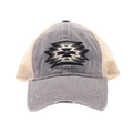 Vintage gray trucker hat with geometric embroidery and breathable beige mesh back - Without Label / Grey/Beige