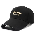Black baseball cap with gold Vintage YOURSELF embroidery and Sport printed brim details - Adjustable / Black (Gold Embroidery)