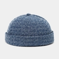 Close-up of blue washed denim docker hat showing retro industrial texture and fabric - Blue Grained Texture Style (Color #13)