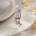 Silver cross earrings with zircon studs and star charms on a ceramic mug edge - Silver (Single) (A909-4#)