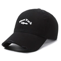Casquette vintage en coton noir délavé avec broderie New York et California pour unisexe - Réglable / Noir