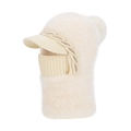 Bonnet d'hiver 3-en-1 en maille doublé polaire avec écharpe et masque en fausse fourrure - Beige