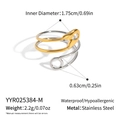 Specifiche tecniche dell'anello a graffetta bicolore in acciaio inox con misure - Misto Oro e Argento (YYR025384-M)