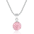 Elegante S925 Sterlingsilber Halskette mit funkelndem rosa Kristall-Kugelanhänger im Pave-Stil - Nur Anhänger (Keine Kette) / 8mm / Rosa
