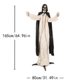 Animated 165cm Halloween hanging ghost with light-up eyes and black hooded robe - Standing Skeleton Large Ghost