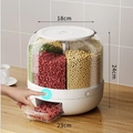 Rotating grain dispenser with 6 compartments and measurements 18x23x24cm - Small Grain Bucket / White