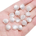 Weiße ABS Perlen in Muschelform für DIY handgemachte Armbänder und Halsketten - Stil 94 Jakobsmuschel 13x11mm Reinweiß 30 Stk./Packung