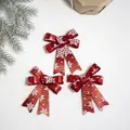 Set de 3 lazos rojos para árbol de Navidad con copos de nieve y purpurina, 10x14cm - Copo de Nieve Rojo (Pack de 3)