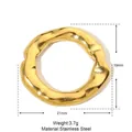 Detailed size parameter view of the irregular golden stainless steel wave ring, 21mm by 19mm - YE199/Lava Texture Ring