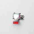 6mm heart-shaped iridescent zircon dermal anchor top in polished stainless steel - 6mm / AB Iridescent (8#AB Iridescent)