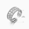 Silver adjustable olive leaf ring in stainless steel with retro beaded texture - Steel Ring 025