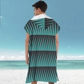 Hooded beach poncho with teal and grey geometric triangle pattern for adults - Pullover Style - Barbed Geometric