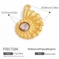 Golden shell pendant in stainless steel with colorful shell inlay for DIY jewelry making - Colorful Shell Pendant (PJ91718A)