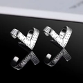 Macro shot of silver heart-shaped earring with S925 engraving on a black mirror surface - Heart Scale Pair / Silver