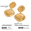 Exaggerated geometric stainless steel earrings in shiny gold finish for women - Gold Hollow Oval Style (JDEW2408022)
