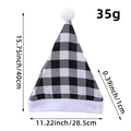 Black and white plaid Christmas hat with white plush trim and fuzzy pompom detail - Black White Grid