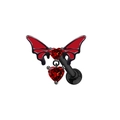 Detail of butterfly navel piercing with black plating and red heart-shaped zircon stones - Stud Earrings