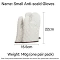 Guantes de horno blancos acolchados 22x15,5cm resistentes al calor para cocina y horno - 1 Par / Blanco Crema Pequeño