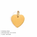 Polished heart-shaped stainless steel pendant in 14K gold finish for DIY jewelry crafting - 13x13mm / Gold