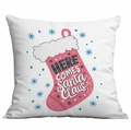 Christmas pillowcase featuring a pink Santa stocking and festive holiday text - Christmas Stocking