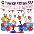 Baseball party decoration kit with concessions banner, pennants, and colorful balloons - Letter Banner Balloons and Centerpiece Full Set