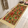 Tappetino rettangolare in flanella con vivace stampa floreale etnica su fondo beige - 40x60cm / Modello 1