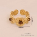 Vintage stainless steel open ring featuring a retro design with natural tiger eye stone - Retro Spiral Disk Tiger Stone Style (2#)