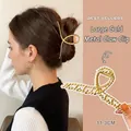 Elegant 11.3cm gold metal hair claw clip with twisted texture design for women - 9# Large Gold Spiral Claw Clip / 11cm