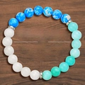 Elastic beaded friendship bracelet with blue, white, and green natural stones - Friendship