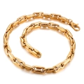 Collar de hombre de acero inoxidable dorado con eslabones grano de café y mosquetón - Collar dorado (KN118676-Z)